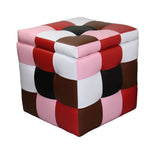 Benzara BM96134 2 Piece Tufted Faux Leather Upholstered Storage Ottoman, Multicolor