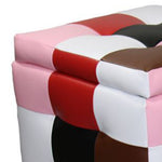 Benzara BM96134 2 Piece Tufted Faux Leather Upholstered Storage Ottoman, Multicolor