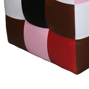 Benzara BM96134 2 Piece Tufted Faux Leather Upholstered Storage Ottoman, Multicolor