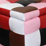 Benzara BM96134 2 Piece Tufted Faux Leather Upholstered Storage Ottoman, Multicolor