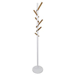 Benzara BM96207 Freestanding Skyline Design Wooden Frame Coat Rack, White and Brown