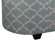 Benzara BM96238 2 Piece Oblong Upholstered Storage Ottoman with Quatrefoil Print, Teal Blue