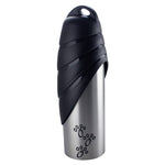 Benzara Plastic Fin Cap Pet Travel Water Bottle in Stainless Steel, Large, Silver and Black-Set of 12