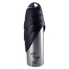 Benzara Plastic Fin Cap Pet Travel Water Bottle in Stainless Steel, Large, Silver and Black-Set of 6