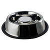 Benzara Slow Feeder Stainless Steel Pet Bowl with Anti Skid Rubber Base, Small, Gray and Black