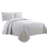 Benzara Molde 3-Piece Diamond Quilted Queen Coverlet Set, White