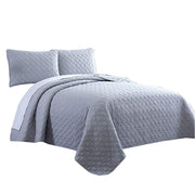 Benzara Molde 3-Piece Diamond Quilted King Coverlet Set, Gray