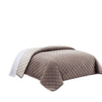 Benzara 3 Piece Twin Size Coverlet Set with Stitched Diamond Pattern, Taupe Brown