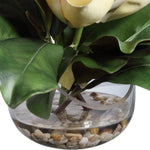 Uttermost – Celia Silk Magnolia Flower 13″H in Clear Glass Vase with Faux Water Green White