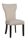 Benzara Fabric Upholstered Side Chair with Wingback Design, Set of 2,Beige and Brown