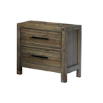 Benzara 2 Drawer Wooden Nightstand with Mirror Accent and Acrylic Legs, Taupe Brown