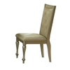 Benzara Wooden Side Chair with Crystal Tufted Leatherette Backrest, Sliver
