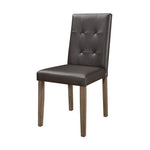 Benzara Leatherette Side Chair with Tufted Backrest, Set of 2, Espresso Brown