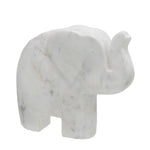 Benzara 9 Inches Marble Frame Elephant Figurine with Raised Trunk, White