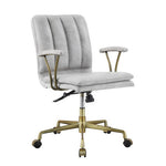 Benzara Swivel Leatherette Office Chair with Star Base and Casters,Brown and Silver