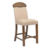 Benzara Fabric Counter Height Chair with Arched Wooden Top,Set of 2,Beige and Brown
