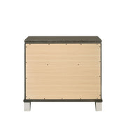 Benzara 2 Drawer Wooden Nightstand with Mirror Accent and Acrylic Legs, Taupe Brown