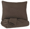 Benzara 2 Piece Diamond Quilted Polyester Twin Coverlet Set, Brown