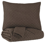 Benzara 2 Piece Diamond Quilted Polyester Twin Coverlet Set, Brown