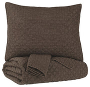 Benzara 2 Piece Diamond Quilted Polyester Twin Coverlet Set, Brown
