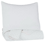 Benzara Diamond Stitched Twin Size Fabric Coverlet Set with One Sham, White
