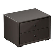 Benzara Leatherette Wooden Nightstand with 2 Drawers, Taupe Brown
