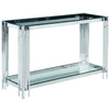 Benzara Metal and Glass Console Table with Open Bottom Shelf, Silver