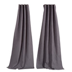 Benzara Bow Polyester Panel Pair with 1 Inch Header and Diamond Stitched Details, Gray