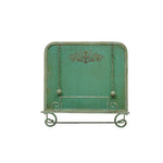 Benzara C482-MTL0012  Metal Cook Book Stand With Chained Weights, Aqua Green
