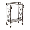 Benzara C482-MTL0018  Free Standing Metal Towel Rack Stand With Shelf, Brown