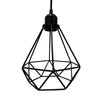 Benzara C491-JLC7016 Polygon Diamond Shaped Wire Pendant Light With Black Top, Black