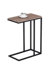 Benzara Wooden Top Snack Side End Table with Iron Framed Base, Brown and Black