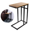 Benzara Smooth Top Snack Side End Table with Iron Framed Base, Natural Brown and Black