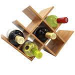 Benzara Symmetrical Bamboo Wood 8-Bottles Counter Top Wine Rack, Natural Wood Brown