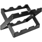 Benzara Bamboo Wood Foldable 6-Bottles Counter Top Wine Rack, Black