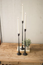 Kalalou CBL1020 Black Cast Iron Candle Holder, Set of 3