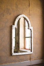 Kalalou CCG1504 Distressed White Mirror with Gold Accent