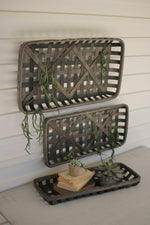Kalalou CCH1027 Split Wood Rectangle Wall Baskets Set of 3