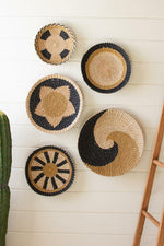 Kalalou CCH1167 Rattan Wood Round Seagrass Platters Set of 5