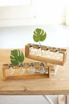 Kalalou CCHA1002 Glass Bud Vases With A Recycled Wooden Stand