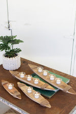 Kalalou CCHA1050 Wood Boat Tea Light Holders