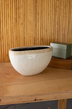 Kalalou CDL3076 Oval White Ceramic Pot, Small