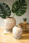 Kalalou Two-Toned Ceramic Urn Set, White-Washed Finish