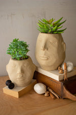 Kalalou CDV2034 Ceramic Face Planters Set of 2