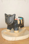 Kalalou CDV2042 Black And Natural Ceramic Cat Bowl