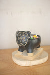 Kalalou CDV2043 Black And Natural Ceramic Dog Bowl
