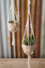 Kalalou CGL4034 Cotton Macrame Hanger with Clay Pot