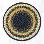 Earth Rugs CH-79 Lt. Blue/Dk. Blue/Mustard Jute Chair Pad 15.5``x15.5``