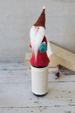 Kalalou CHB2195 Felt Santa With Knitted Hat Wine Topper