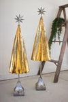 Kalalou CHE1178 Folded Gold Metal Trees with Silver Star Set of 2